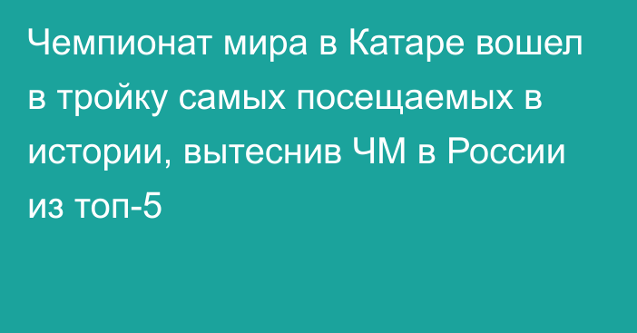 Чемпионат мира в Катаре вошел в тройку самых посещаемых в истории, вытеснив ЧМ в России из топ-5