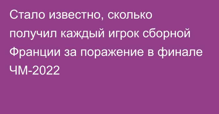 Стало известно, сколько получил каждый игрок сборной Франции за поражение в финале ЧМ-2022