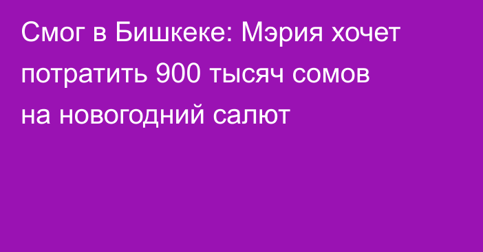 Смог в Бишкеке: Мэрия хочет потратить 900 тысяч сомов на новогодний салют