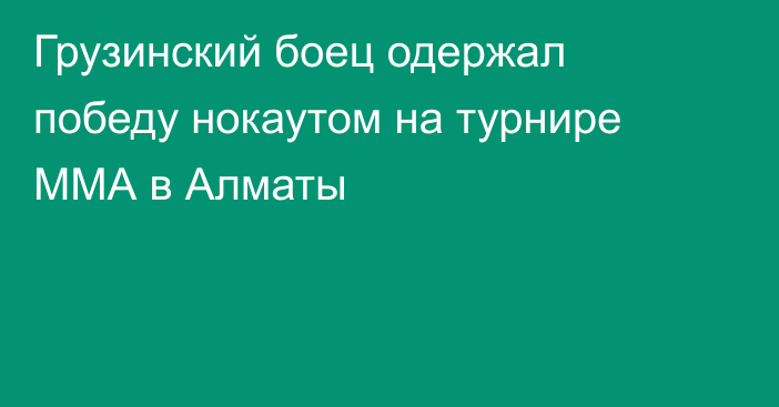 Грузинский боец одержал победу нокаутом на турнире ММА в Алматы