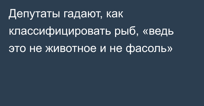 Депутаты гадают, как классифицировать рыб, «ведь это не животное и не фасоль»