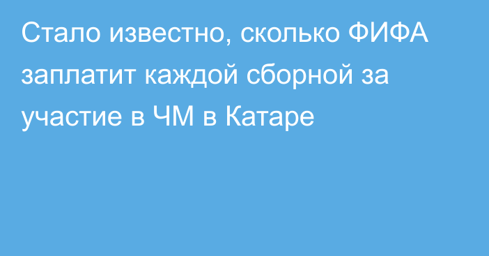 Стало известно, сколько ФИФА заплатит каждой сборной за участие в ЧМ в Катаре