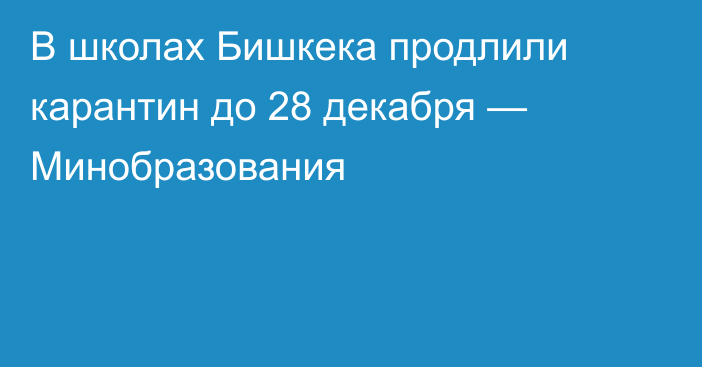 В школах Бишкека продлили карантин до 28 декабря — Минобразования