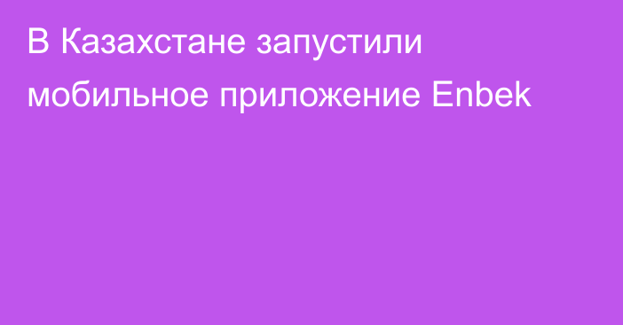 В Казахстане запустили мобильное приложение Enbek