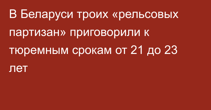 В Беларуси троих «рельсовых партизан» приговорили к тюремным срокам от 21 до 23 лет