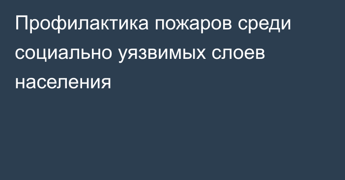 Профилактика пожаров среди социально уязвимых слоев населения