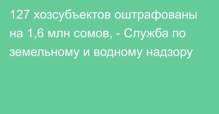 127 хозсубъектов оштрафованы на 1,6 млн сомов, - Служба по земельному и водному надзору