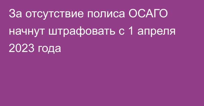 За отсутствие полиса ОСАГО начнут штрафовать с 1 апреля 2023 года