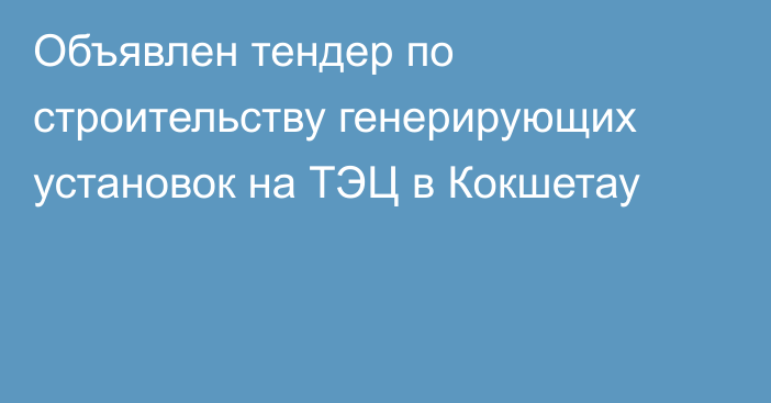 Объявлен тендер по строительству генерирующих установок на ТЭЦ в Кокшетау