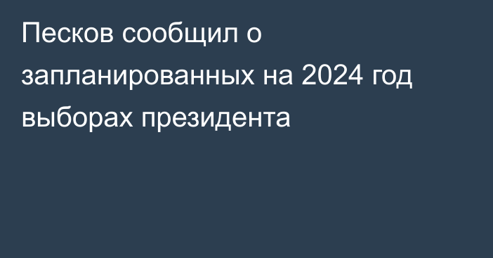 Песков сообщил о запланированных на 2024 год выборах президента