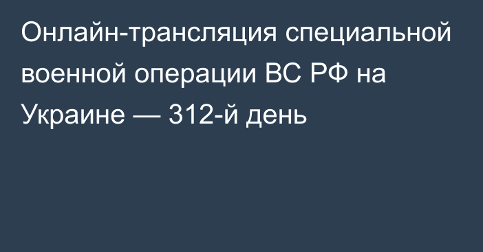 Онлайн-трансляция специальной военной операции ВС РФ на Украине — 312-й день