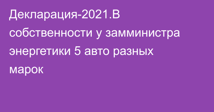 Декларация-2021.В собственности у замминистра энергетики 5 авто разных марок