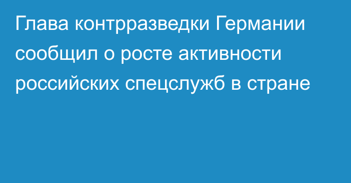 Глава контрразведки Германии сообщил о росте активности российских спецслужб в стране