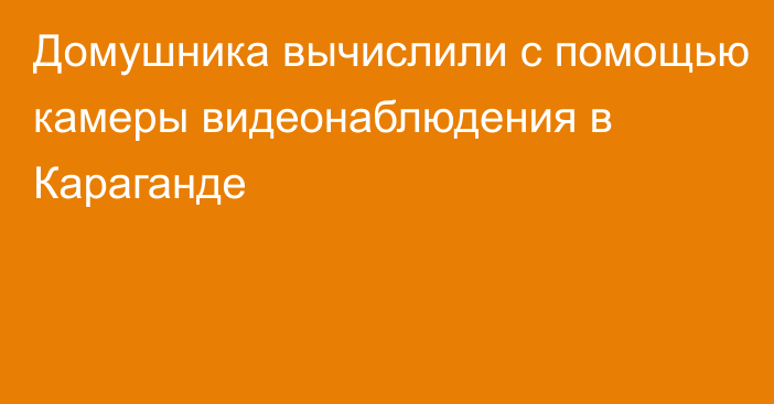 Домушника вычислили с помощью камеры видеонаблюдения в Караганде