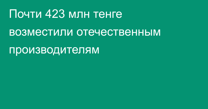 Почти 423 млн тенге возместили отечественным производителям