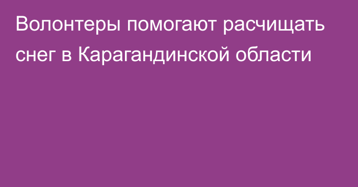 Волонтеры помогают расчищать снег в Карагандинской области