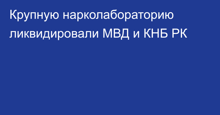 Крупную нарколабораторию ликвидировали МВД и КНБ РК