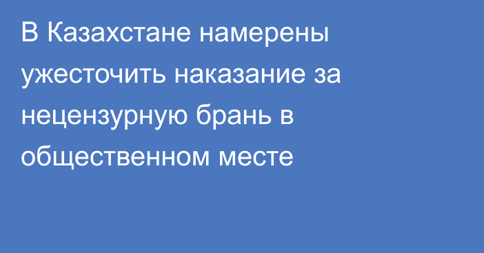 В Казахстане намерены ужесточить наказание за нецензурную брань в общественном месте