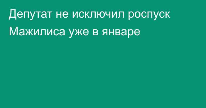 Депутат не исключил роспуск Мажилиса уже в январе