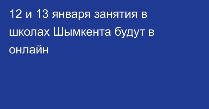 12 и 13 января занятия в школах Шымкента будут в онлайн