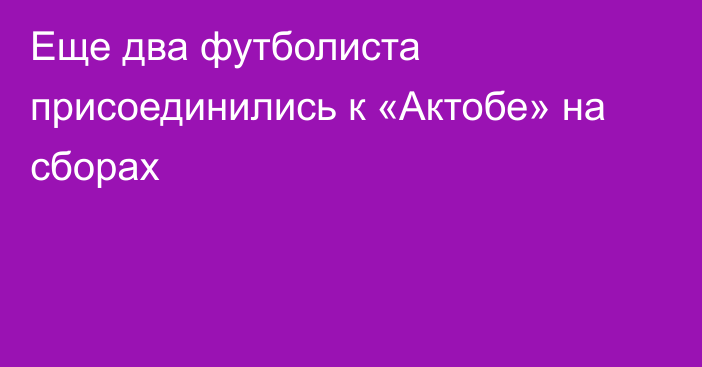 Еще два футболиста присоединились к «Актобе» на сборах