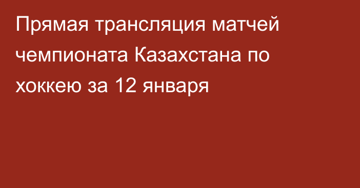 Прямая трансляция матчей чемпионата Казахстана по хоккею за 12 января