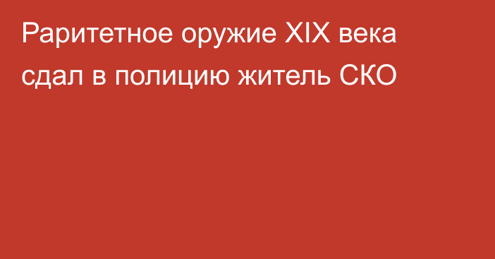 Раритетное оружие XIX века сдал в полицию житель СКО