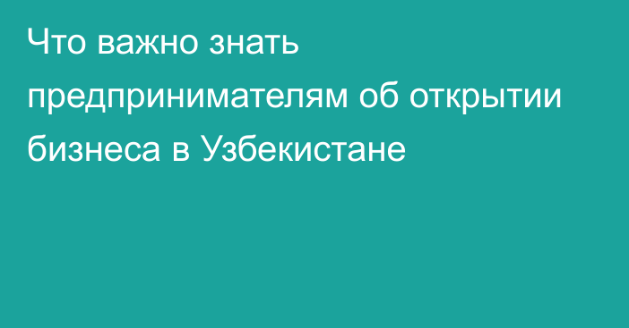 Что важно знать предпринимателям об открытии бизнеса в Узбекистане