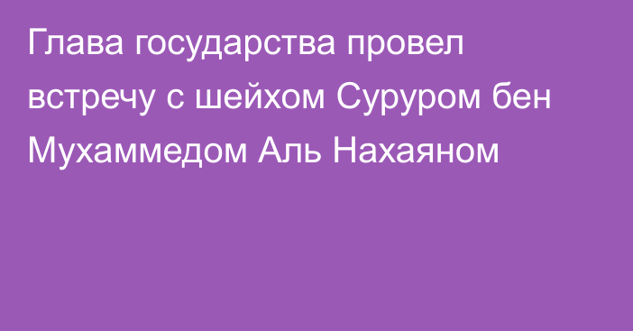 Глава государства провел встречу с шейхом Суруром бен Мухаммедом Аль Нахаяном