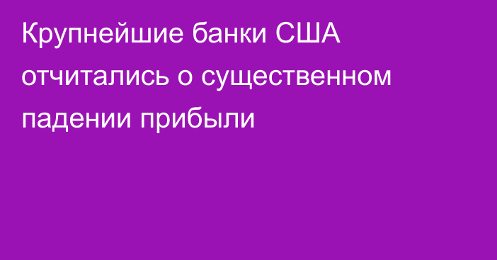 Крупнейшие банки США отчитались о существенном падении прибыли