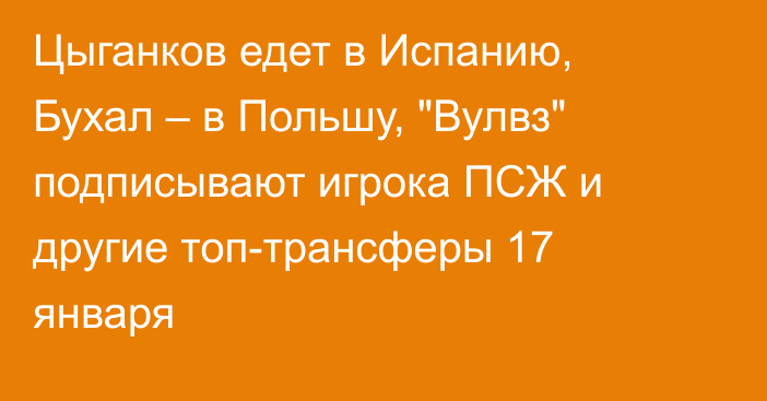 Цыганков едет в Испанию, Бухал – в Польшу, 