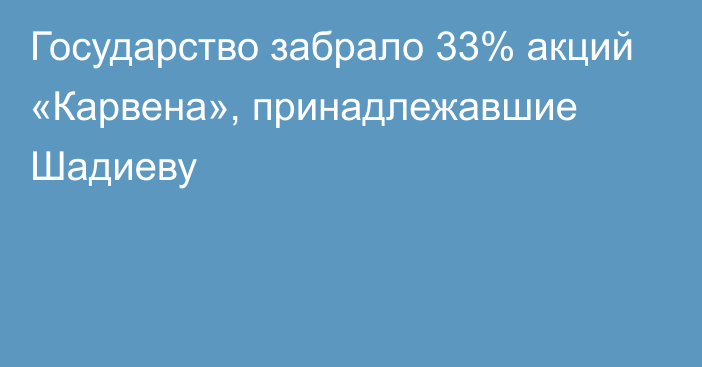 Государство забрало 33% акций «Карвена», принадлежавшие Шадиеву