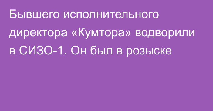 Бывшего исполнительного директора «Кумтора» водворили в СИЗО-1. Он был в розыске