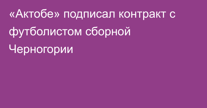 «Актобе» подписал контракт с футболистом сборной Черногории