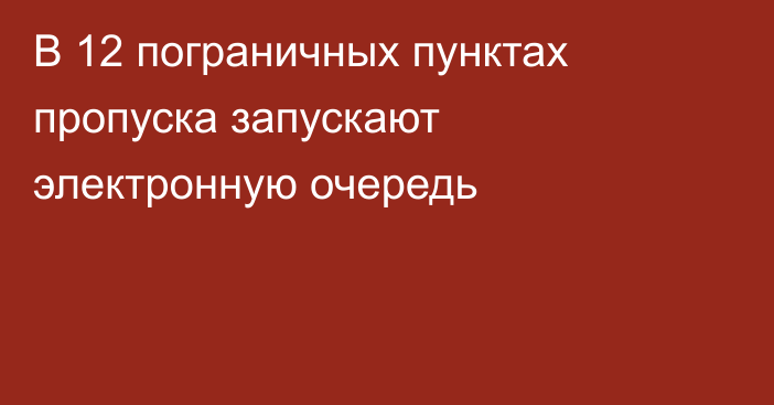 В 12 пограничных пунктах пропуска запускают электронную очередь