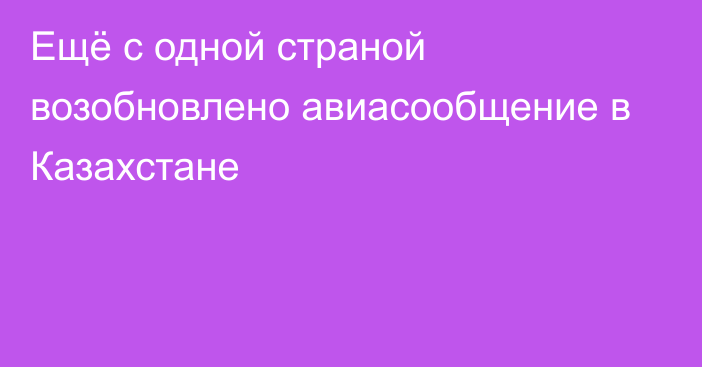 Ещё с одной страной возобновлено авиасообщение в Казахстане