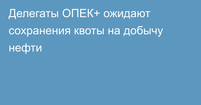 Делегаты ОПЕК+ ожидают сохранения квоты на добычу нефти