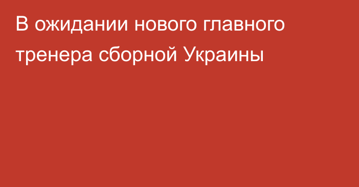 В ожидании нового главного тренера сборной Украины