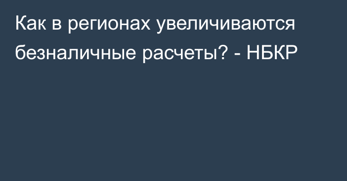 Как в регионах увеличиваются безналичные расчеты? - НБКР