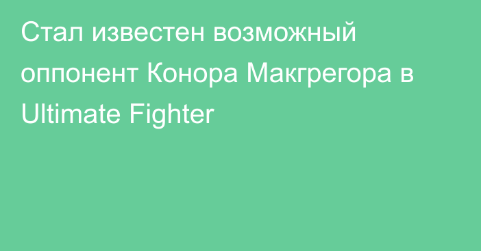 Стал известен возможный оппонент Конора Макгрегора в Ultimate Fighter