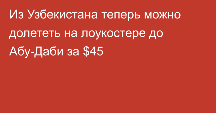 Из Узбекистана теперь можно долететь на лоукостере до Абу-Даби за $45