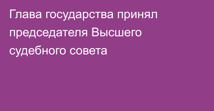 Глава государства принял председателя Высшего судебного совета