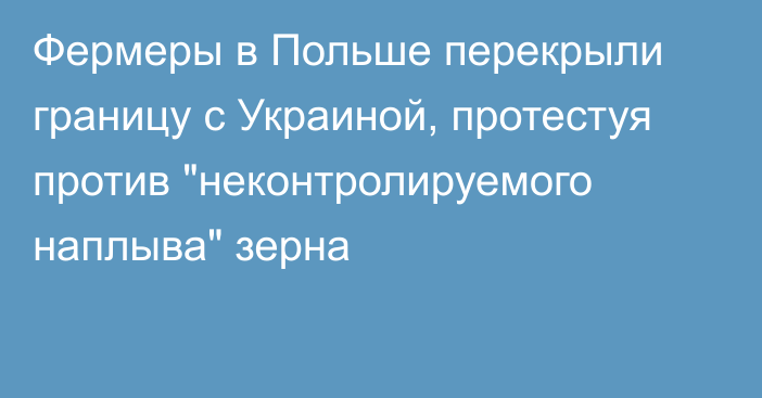 Фермеры в Польше перекрыли границу с Украиной, протестуя против 