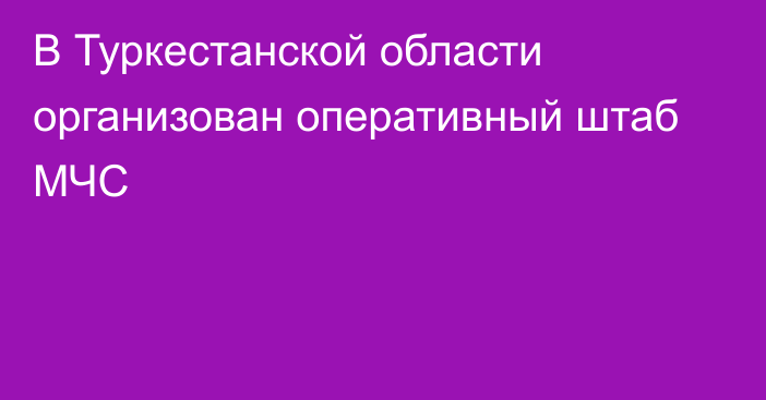 В Туркестанской области организован оперативный штаб МЧС