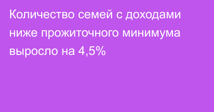 Количество семей с доходами ниже прожиточного минимума выросло на 4,5%