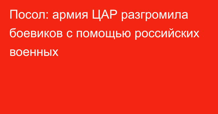 Посол: армия ЦАР разгромила боевиков с помощью российских военных