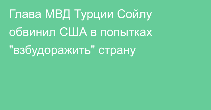 Глава МВД Турции Сойлу обвинил США в попытках 