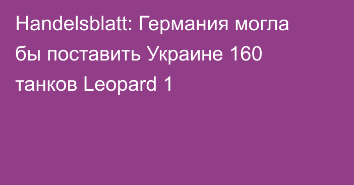 Handelsblatt: Германия могла бы поставить Украине 160 танков Leopard 1