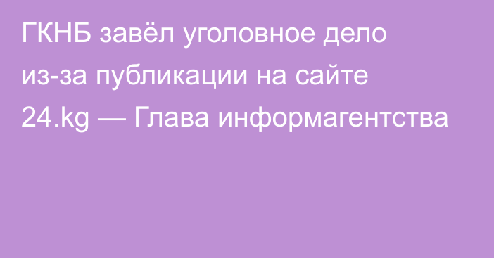 ГКНБ завёл уголовное дело из-за публикации на сайте 24.kg — Глава информагентства