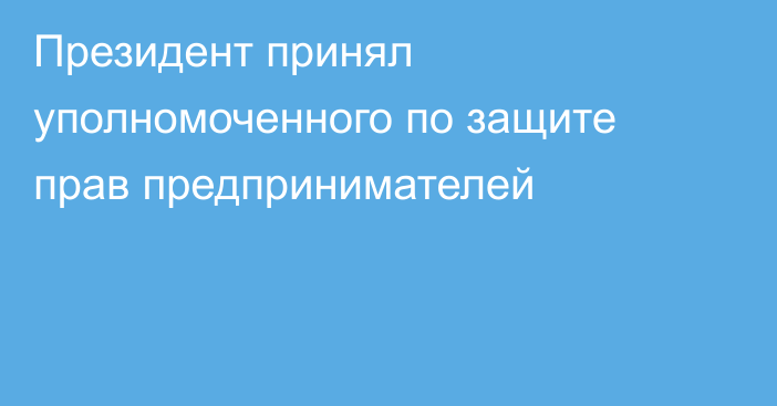 Президент принял уполномоченного по защите прав предпринимателей